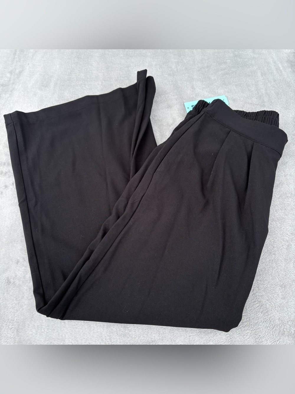 Tribal Dress Pants Womens Petite M Black Large Flare Pull On Flatten It Stretch